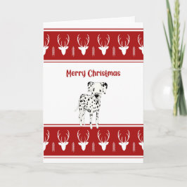 Tarjeta de Navidad dálmata roja y blanca, manchas 
