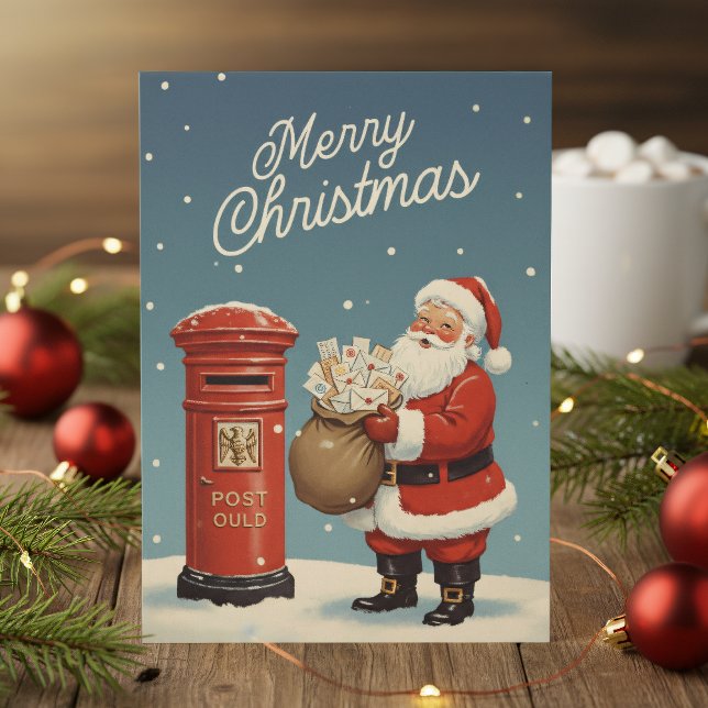 Tarjeta de Navidad de 1950 – Santa Claus Rojo Vint (Subido por el creador)