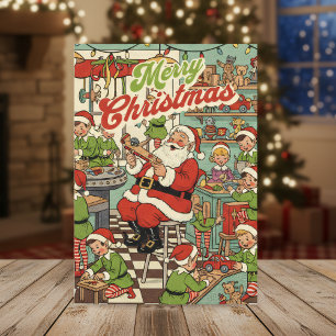 Tarjeta de Navidad de 1950 – Santa y Duendes Vinta