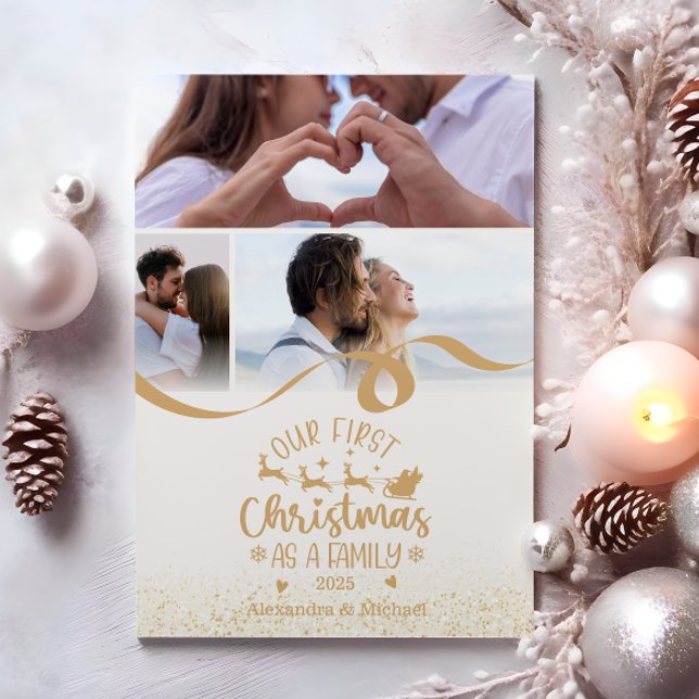 Tarjeta de Navidad de 3 Fotos con Brillo Dorado (Subido por el creador)