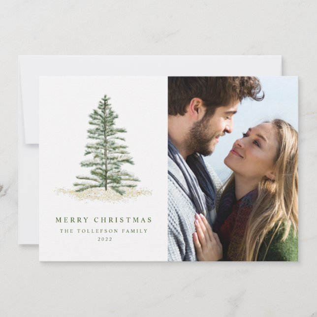 Tarjeta de Navidad de Abeto Simple Moderna (Anverso)