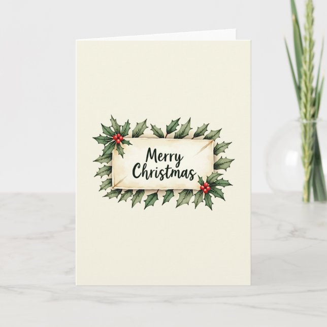 Tarjeta de Navidad de Acebo (Anverso)