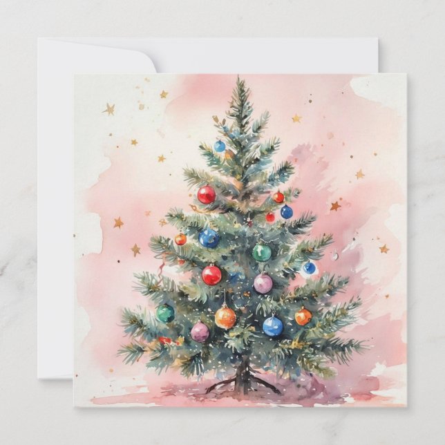 Tarjeta de Navidad de acuarela. (Anverso)
