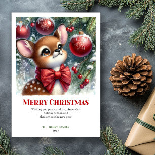 Tarjeta de Navidad de Acuarela Corderito Tierno de