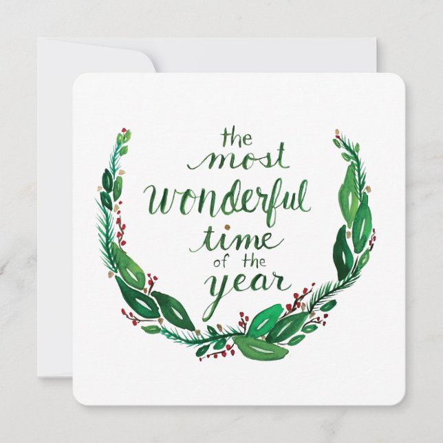 Tarjeta de Navidad de Acuarela - Cuadrada (Anverso)