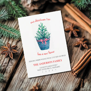 Tarjeta de Navidad de Acuarela de árbol de Navidad