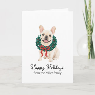 Tarjeta de Navidad de Acuarela de Bulldog Francés