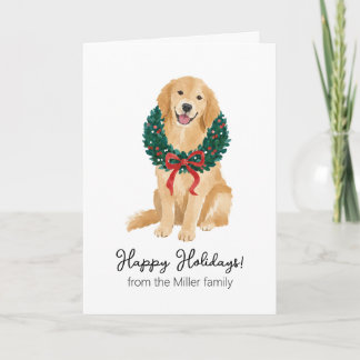 Tarjeta de Navidad de Acuarela de Golden Retriever
