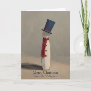 Tarjeta de Navidad de Acuarela de Muñeco de Nieve 