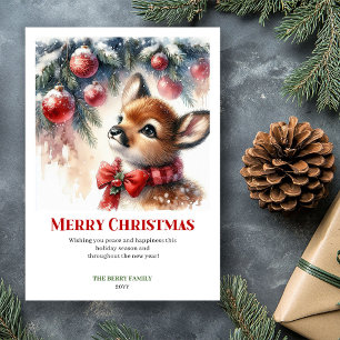 Tarjeta de Navidad de acuarela invernal caprichosa