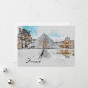 Tarjeta de Navidad de acuarela Louvre – Elegante