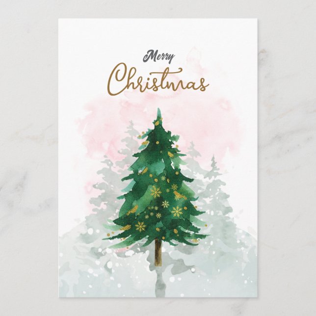 Tarjeta de Navidad de Acuarela Mínima (Anverso)