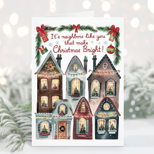 Tarjeta de Navidad de Acuarela para el Vecino