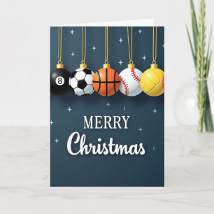 Tarjeta de Navidad de Adornos de Pelotas Deportiva