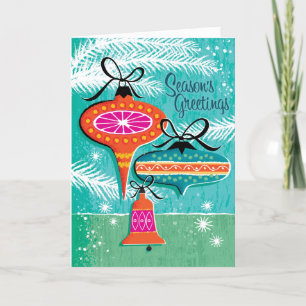 Tarjeta de Navidad de Adornos Modernos de Mitad de