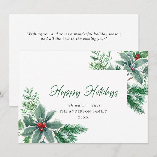 Tarjeta de Navidad de Aguinaldo de Acuarela Navide (Anverso / Reverso)