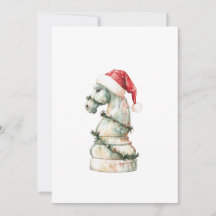Tarjeta de Navidad de Ajedrez Elegante – Caballo d
