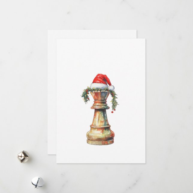 Tarjeta de Navidad de Ajedrez Elegante – Rey de Ac (Anverso/Reverso In Situ)