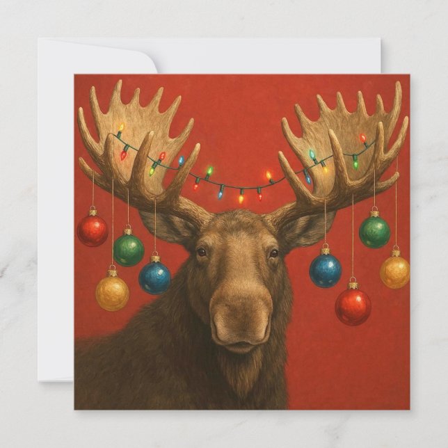 Tarjeta de Navidad de Alce. (Anverso)