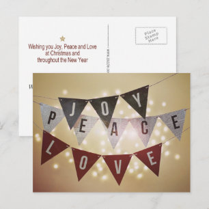 Tarjeta de Navidad de Alegría Paz Amor