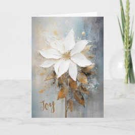 Tarjeta de Navidad de Alegría Poinsettia Blanca