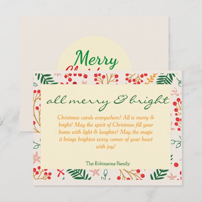 Tarjeta de Navidad de 'All Merry & Bright' (Anverso / Reverso)
