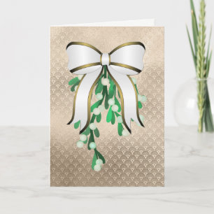 Tarjeta de Navidad de Amantes con Muérdago