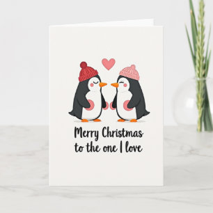 Tarjeta de Navidad de Amor de Pingüino