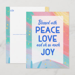 Tarjeta de Navidad de Amor Paz Alegría Pastel Abst