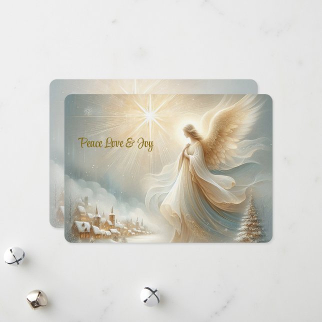 Tarjeta de Navidad de Ángel Celestial - Tarjeta pl (Anverso/Reverso In Situ)
