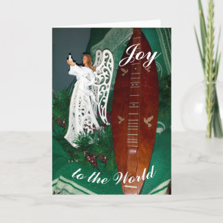 Tarjeta de Navidad de Ángel y Dulcimer de Montaña