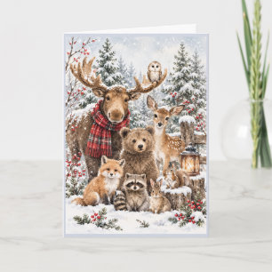 Tarjeta de Navidad de Animales del Bosque