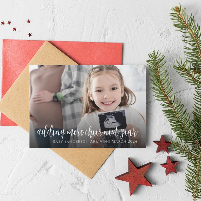 Tarjeta de Navidad de Anuncio de Embarazo con Ecog (Subido por el creador)