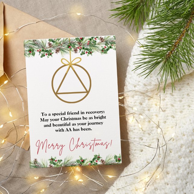 Tarjeta de navidad de apoyo Sober, tarjeta de salu (sobriety support alcoholics anonymous christmas card)