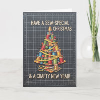 Tarjeta de Navidad de árbol de coser ingeniosa