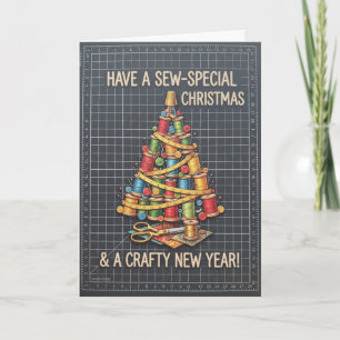 Tarjeta de Navidad de árbol de coser ingeniosa