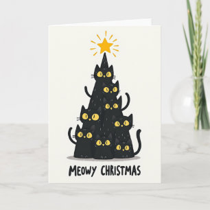 Tarjeta de Navidad de Árbol de Gatos Adorables