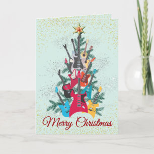 Tarjeta de Navidad de árbol de guitarra