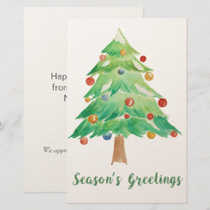 Tarjeta de Navidad de árbol de Navidad con acuarel