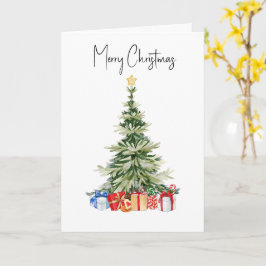 Tarjeta de Navidad de árbol de Navidad con acuarel