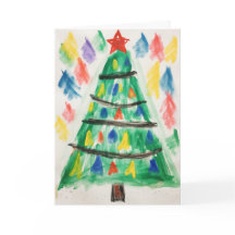 Tarjeta de Navidad de árbol de Navidad con crayone