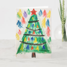 Tarjeta de Navidad de árbol de Navidad con crayone