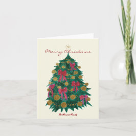 Tarjeta de Navidad de árbol de Navidad con lazos r