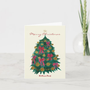 Tarjeta de Navidad de árbol de Navidad con lazos r