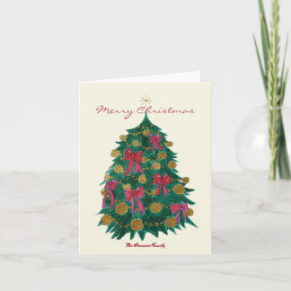 Tarjeta de Navidad de árbol de Navidad con lazos r