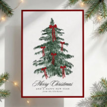 Tarjeta de Navidad de árbol de Navidad con lazos r