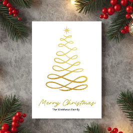 Tarjeta de Navidad de árbol de Navidad con línea d
