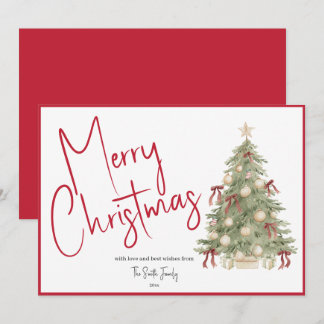 Tarjeta de Navidad de árbol de Navidad en acuarela