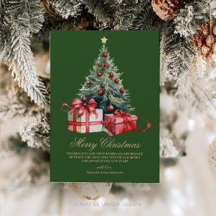 Tarjeta de Navidad de árbol de Navidad en acuarela