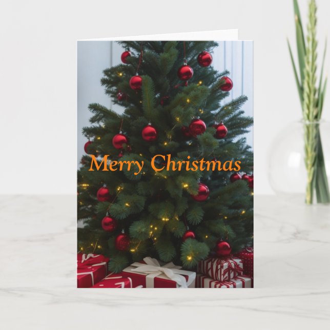Tarjeta de Navidad de Árbol de Navidad y Regalos (Anverso)